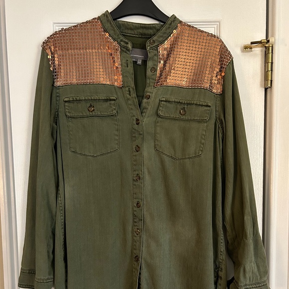 Anthropologie Utility Sequin Top - Picture 1 of 3